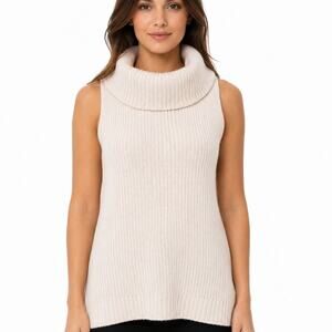 Michael Kors Shaker Sleeveless Cowl neck Turtleneck Sweater XS Cotton Blush Pink